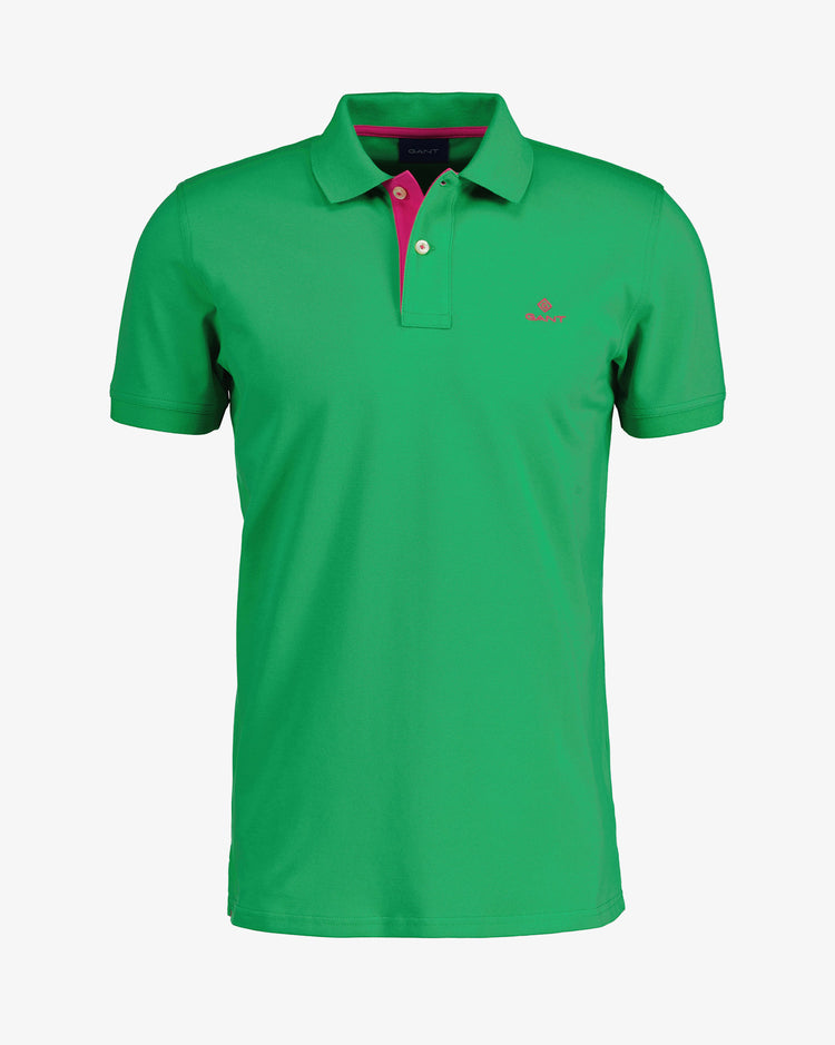 Polo męskie z nadrukiem z krótkim rękawem slim fit zielone