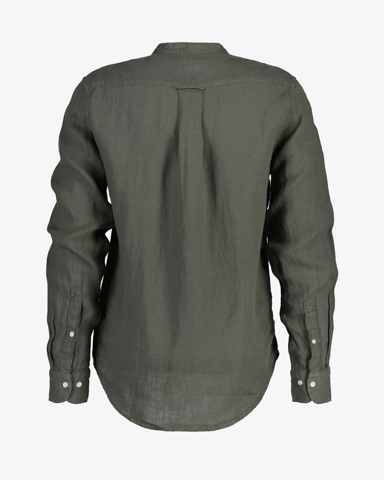 Koszula męska ze stójką z długim rękawem regular fit zielona