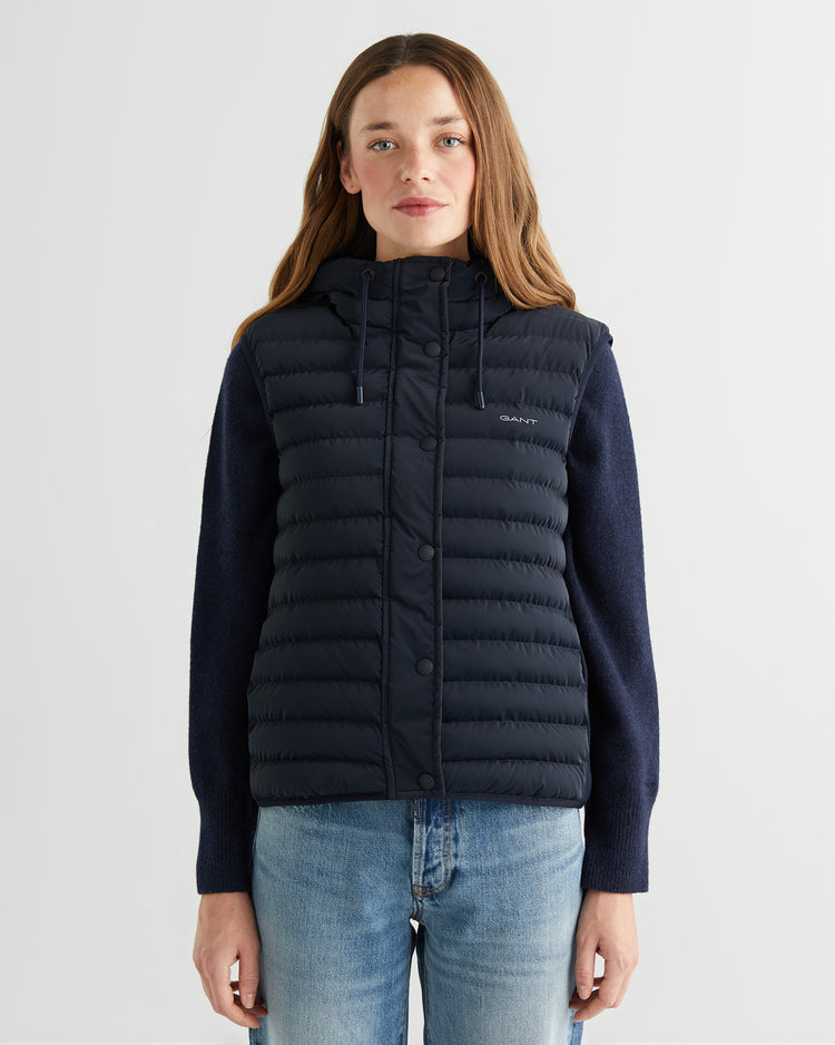 Bezrękawnik damski z kapturem regular fit granatowy