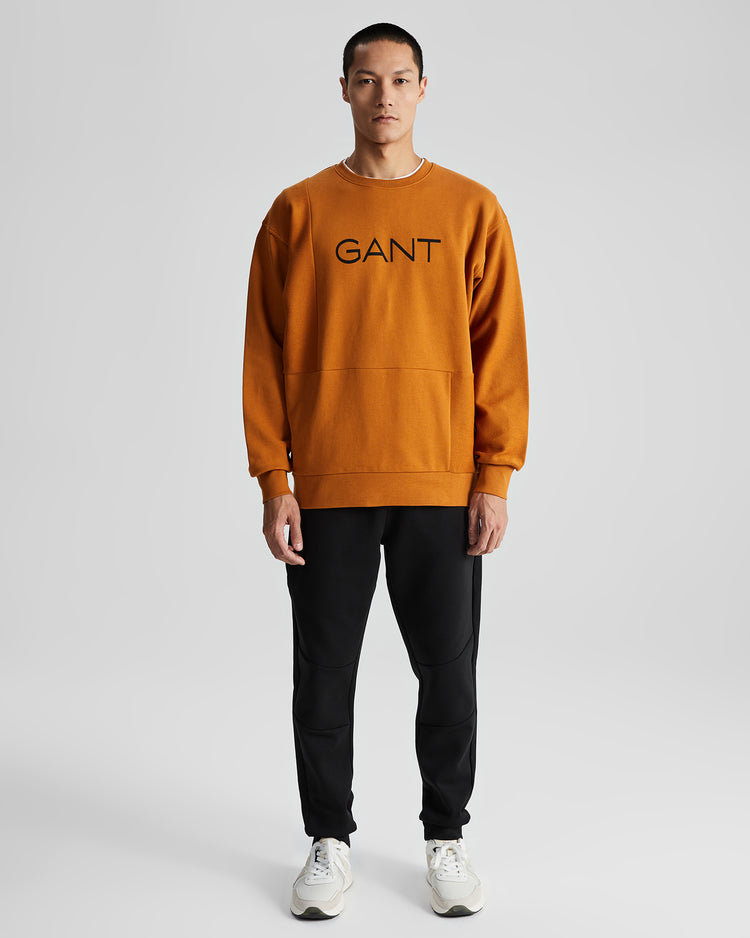 Bawełniana bluza męska z nadrukiem regular fit pomarańczowa