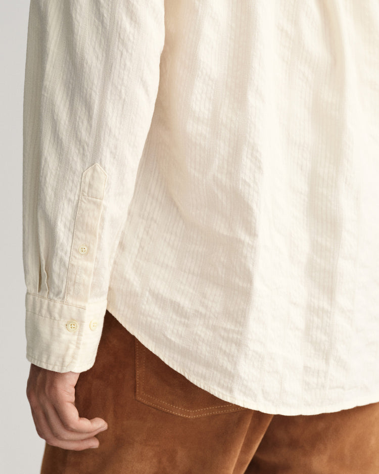 Bawełniana koszula męska w paski z długim rękawem relaxed fit