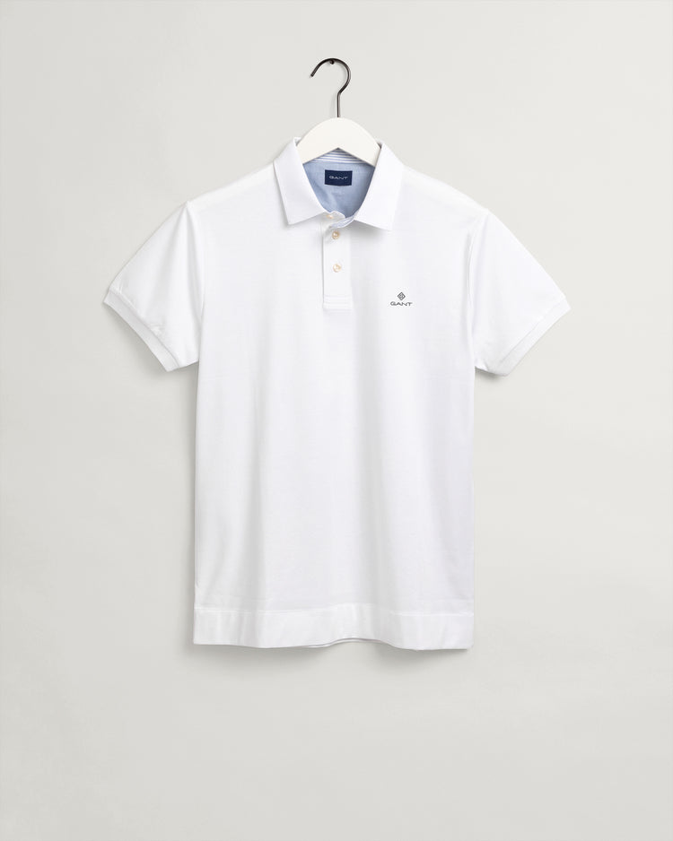 Bawełniana koszulka polo męska z krótkim rękawem slim fit biała