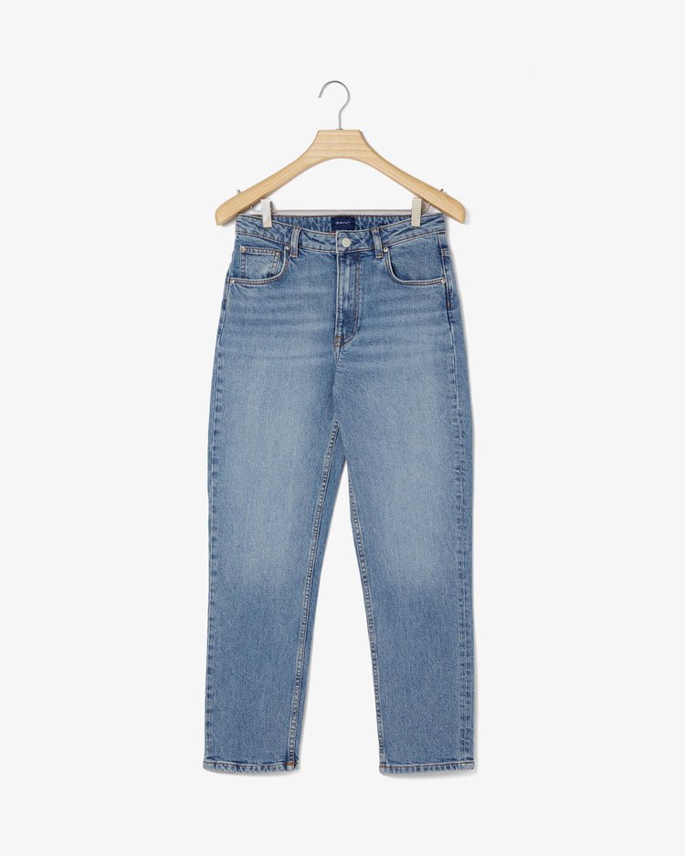Spodnie jeansowe damskie straight fit niebieskie