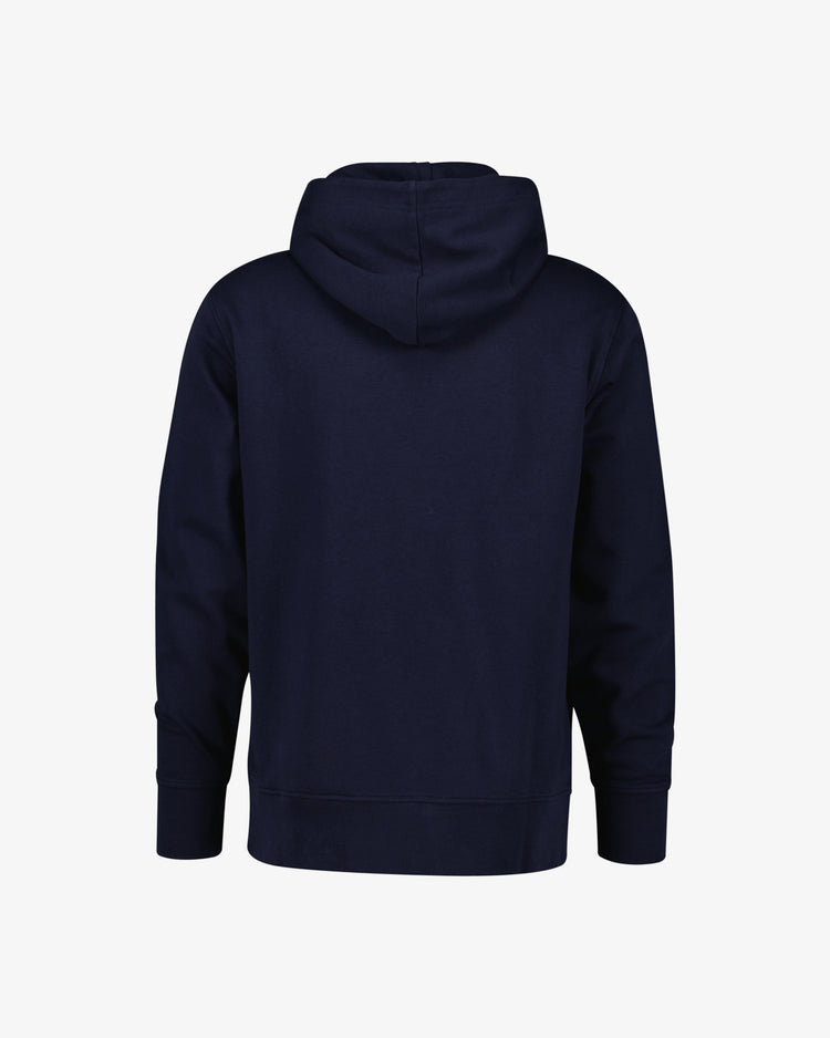 Bluza męska z nadrukiem z kapturem regular fit niebieska