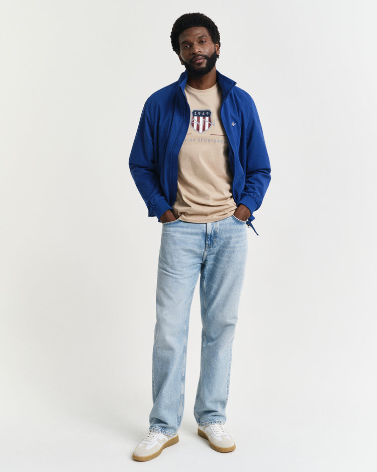 Bawełniany t-shirt męski z nadrukiem okrągły kołnierzyk regular fit