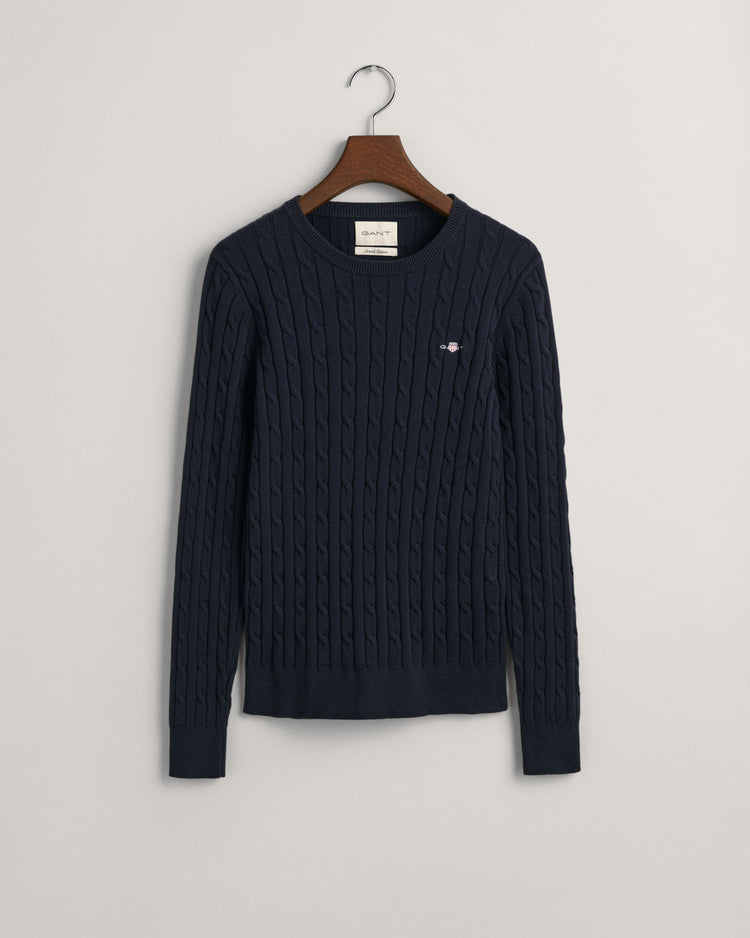 Sweter damski z okrągłym dekoltem slim fit granatowy