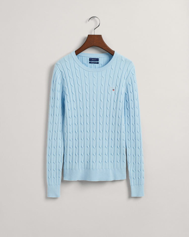 Sweter z elastycznej bawełny o splocie warkoczowym z okrągłym dekoltem