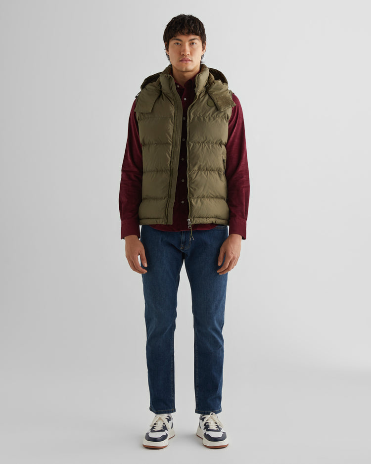 Bezrękawnik męski z kapturem regular fit zielony