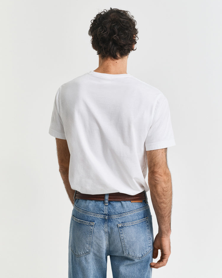 T-shirt męski z okrągłym dekoltem regular fit biały