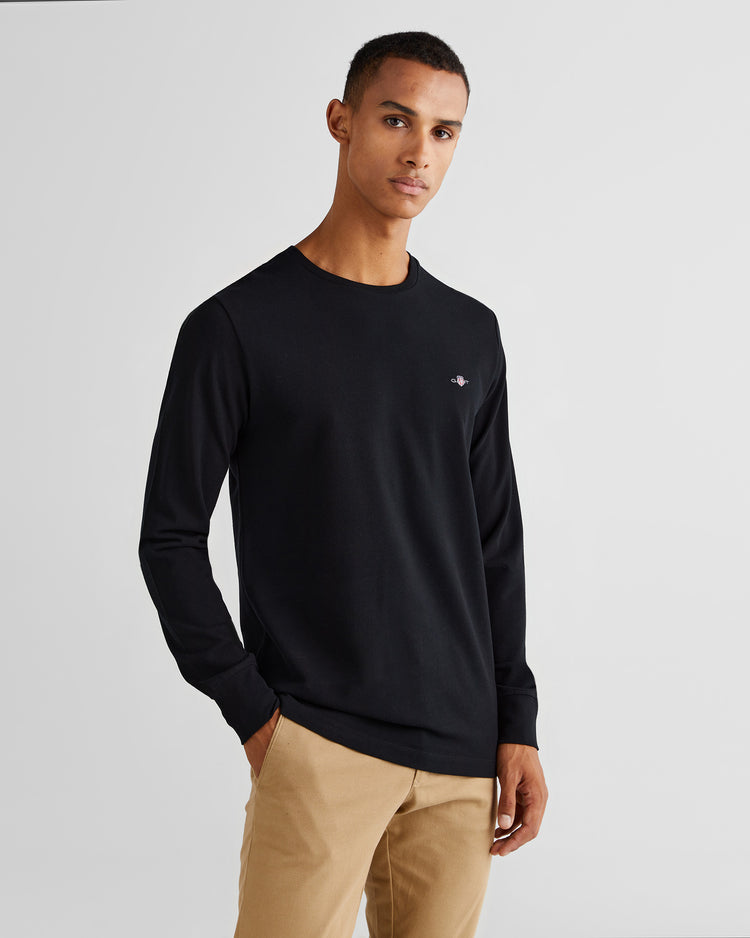 Koszulka męska z długim rękawem i okrągłym dekoltem slim fit