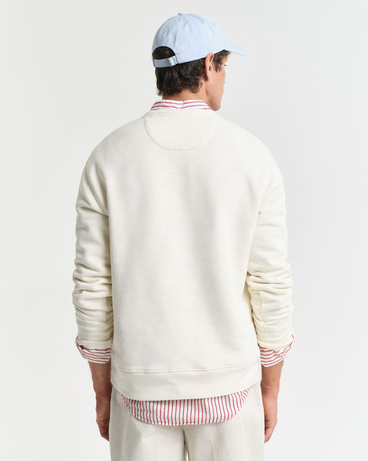 Bawełniana bluza męska z nadrukiem okrągły kołnierzyk loose fit