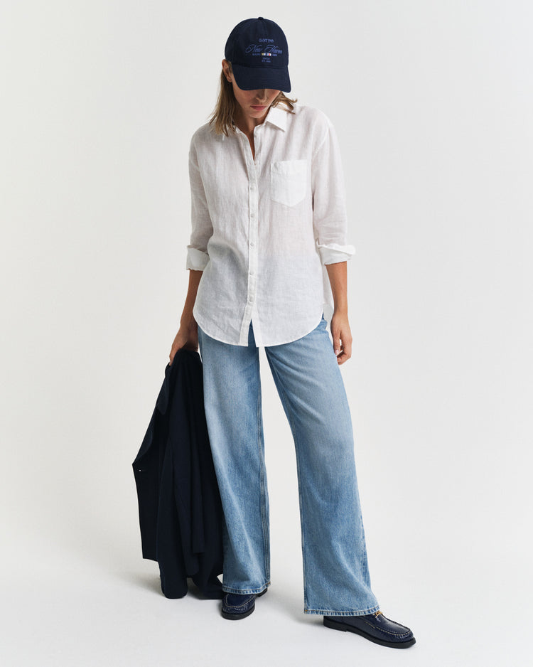 Koszula damska z długim rękawem relaxed fit biała