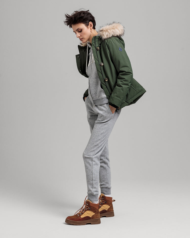 Spodnie dresowe damskie slim fit szare