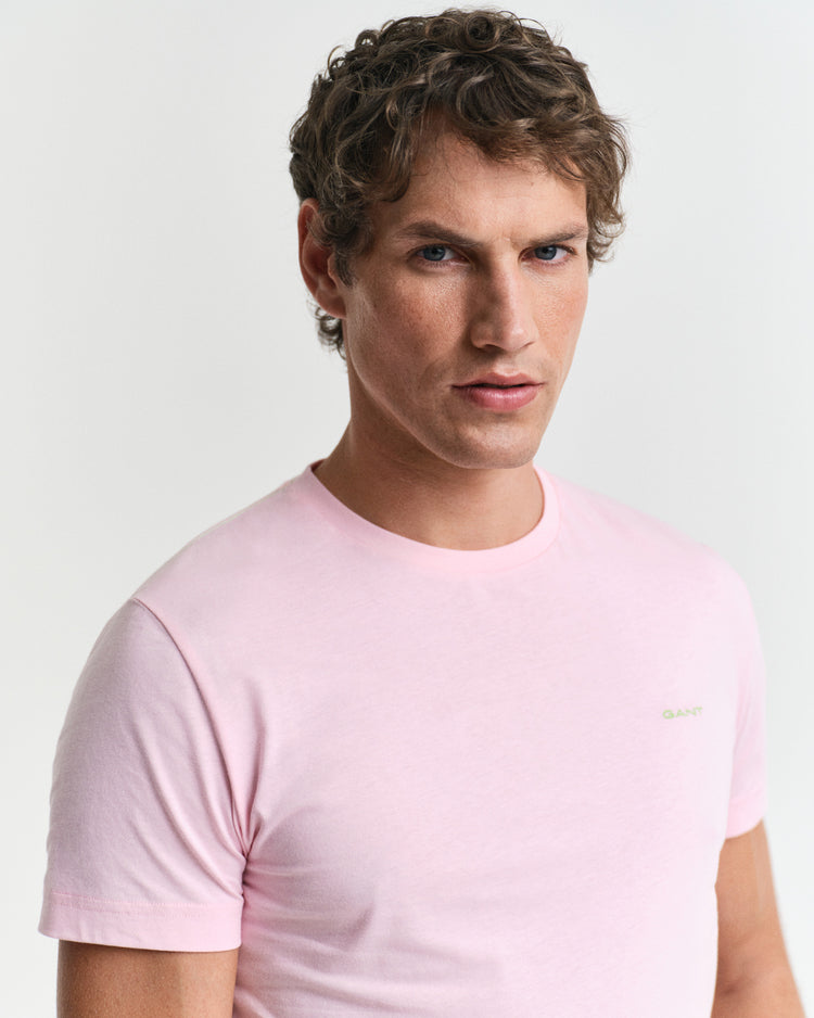 Koszulka męska z krótkim rękawem i okrągłym kołnierzykiem slim fit