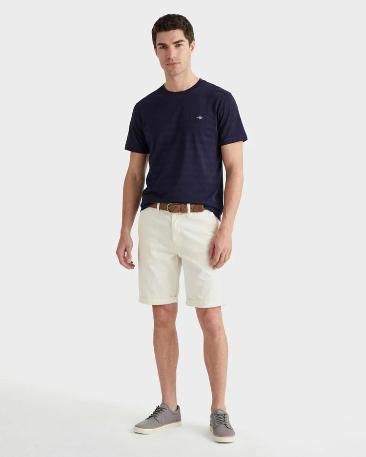 Bawełniany t-shirt męski w paski z okrągłym kołnierzykiem regular fit