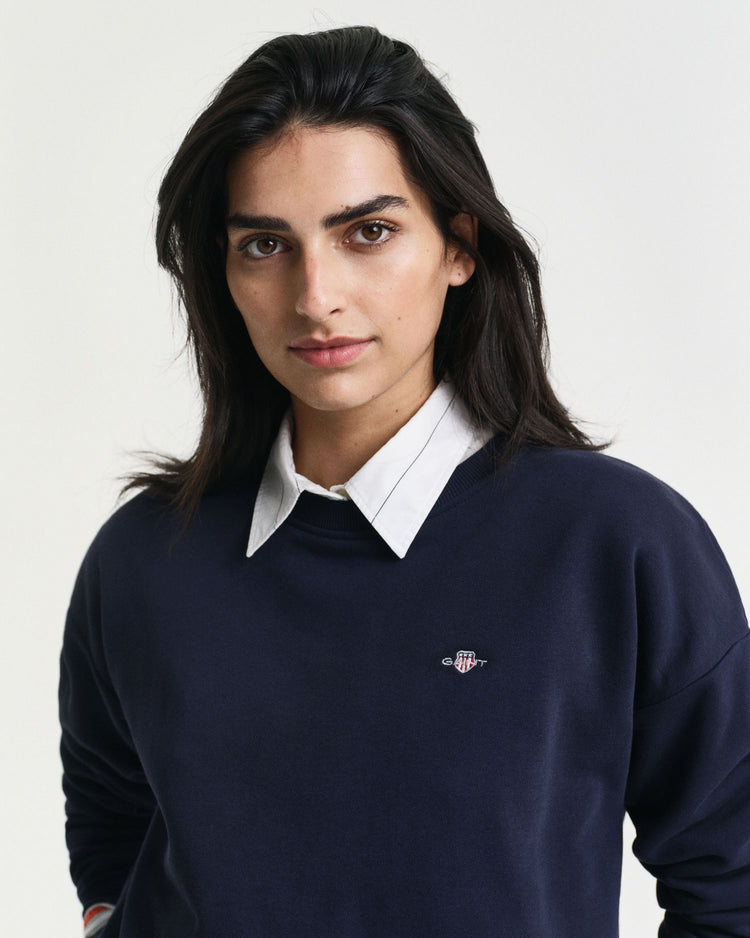 Bluza damska z długim rękawem i okrągłym kołnierzykiem relaxed fit