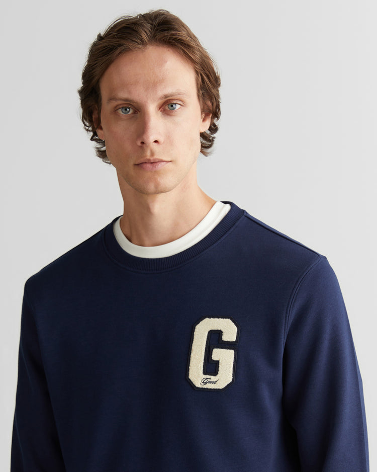 Bluza męska z okrągłym kołnierzykiem regular fit granatowa