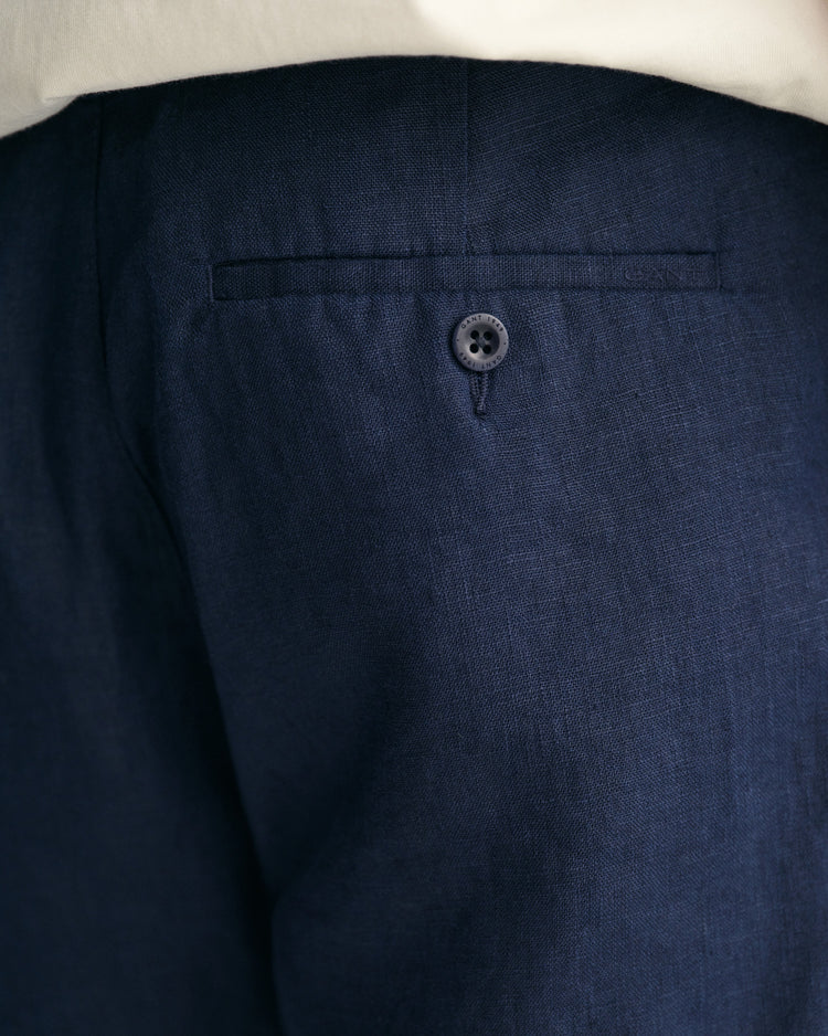 Szorty lniane ze sznurkiem do regulacji relaxed fit