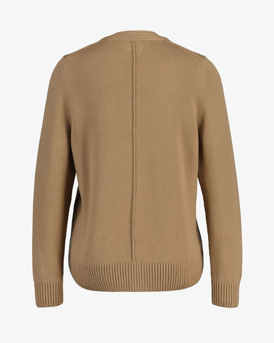 Bawełniany sweter damski z dekoltem V z długim rękawem szary