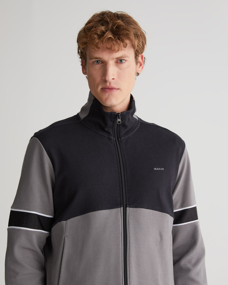 Bawełniana bluza męska z zamkiem regular fit szara