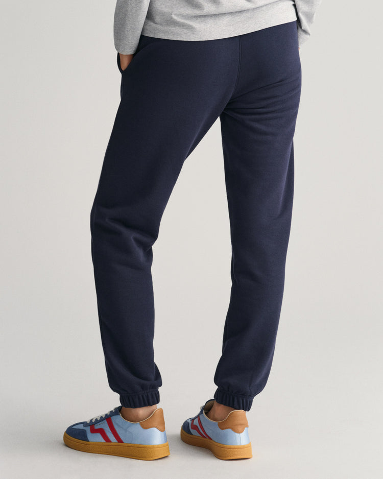 Spodnie dresowe damskie z nadrukiem regular fit granatowe