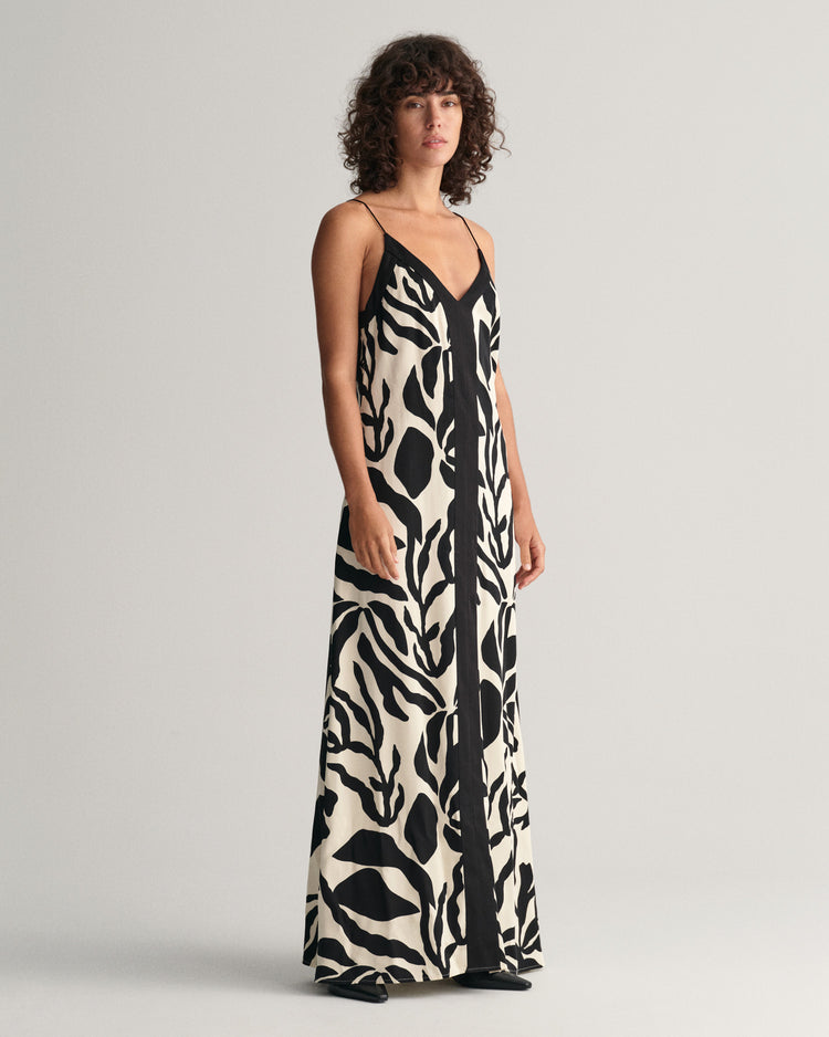 Sukienka na ramiączkach z nadrukiem w palmy