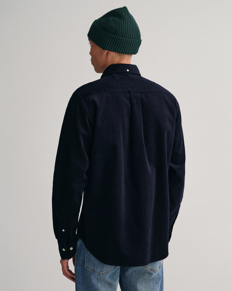 Bawełniana koszula męska z długim rękawem regular fit granatowa