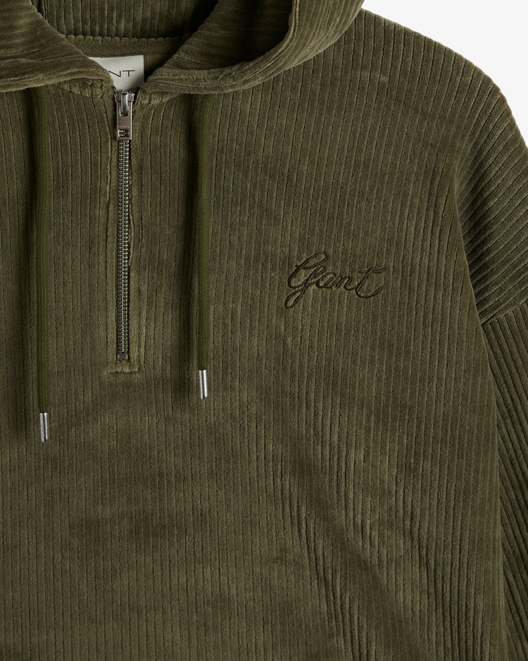 Bluza damska z nadrukiem z zamkiem do połowy regular fit zielona