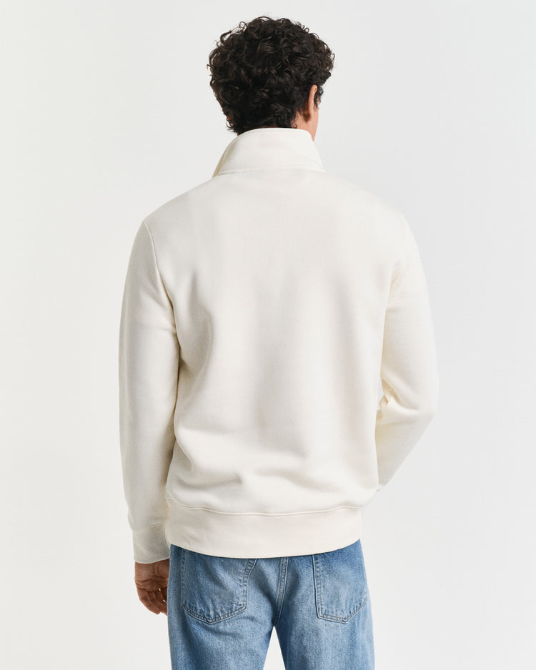 Bluza męska z zamkiem do połowy regular fit kremowa