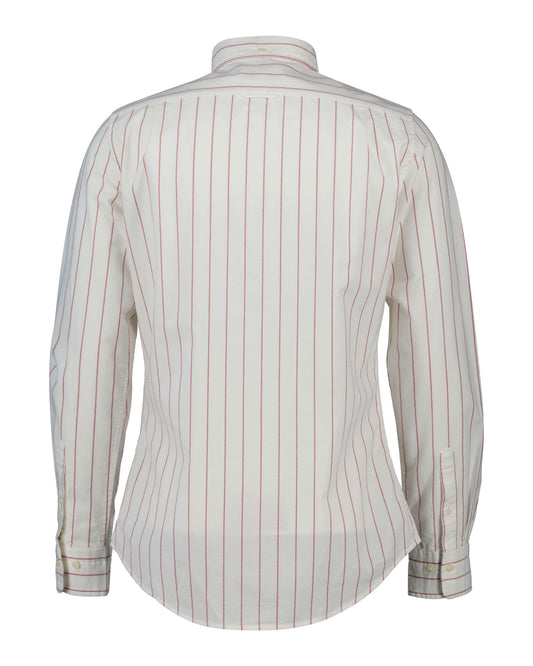 Koszula męska w paski z długim rękawem slim fit czerwona