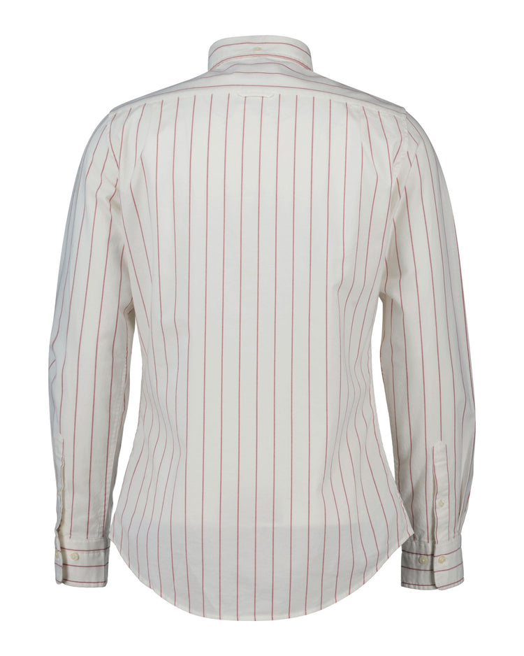 Koszula męska w paski z długim rękawem slim fit czerwona