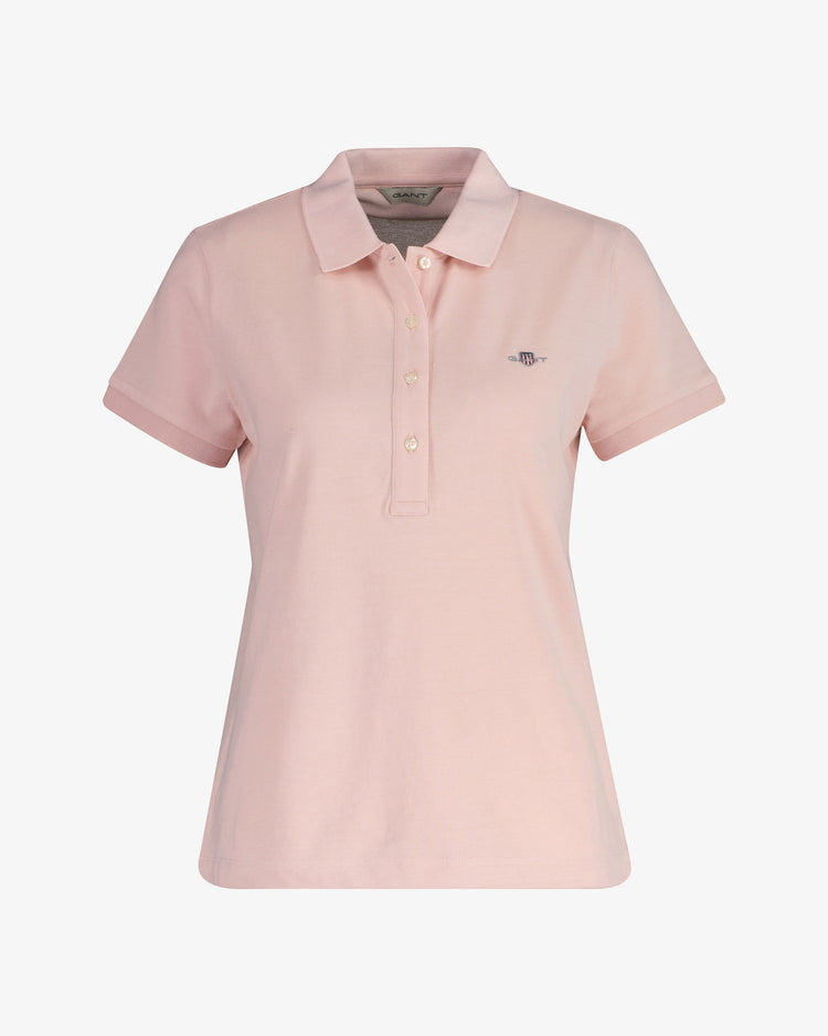 Polo damska z krótkim rękawem slim fit różowa