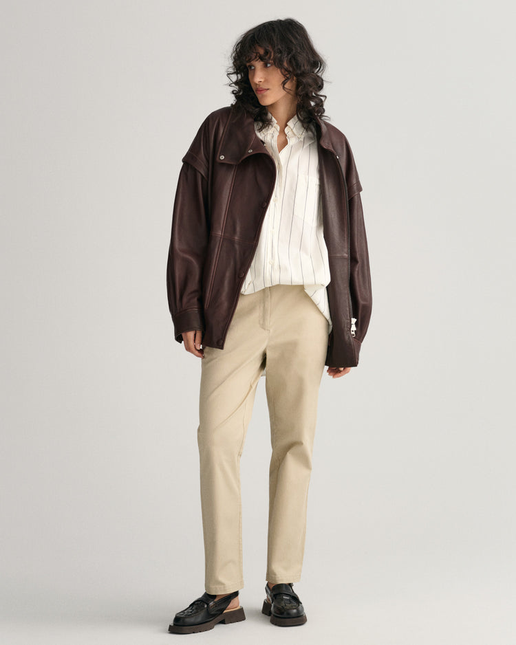 Spodnie damskie slim fit beżowe