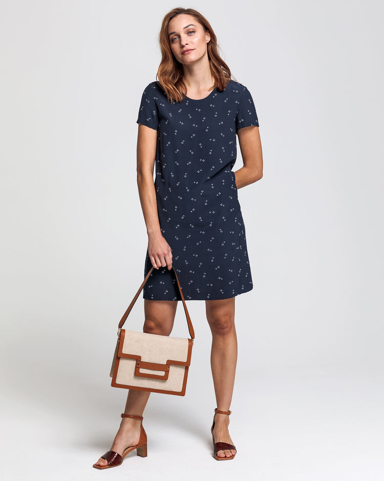 Sukienka damska z krótkim rękawem granatowa