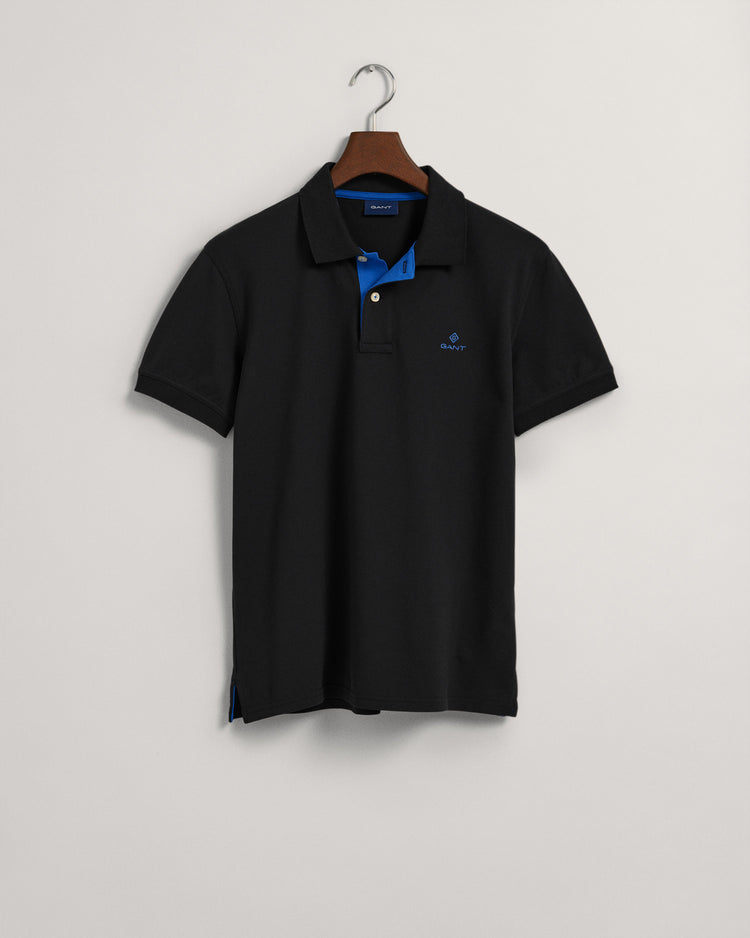 Polo męski z krótkim rękawem slim fit czarny