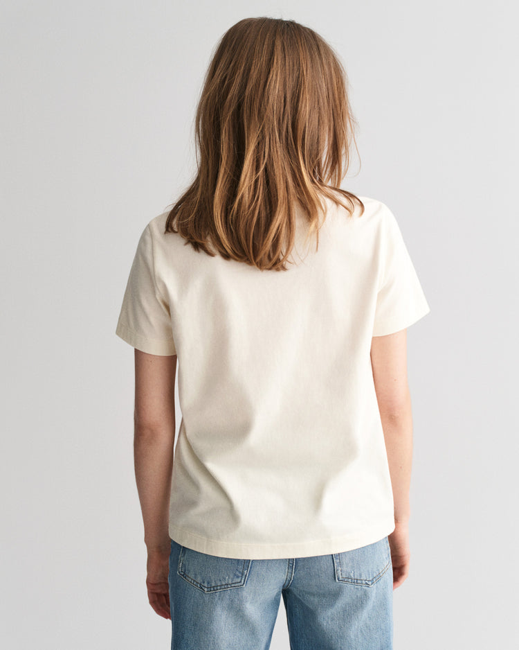 Bawełniana koszulka damska z nadrukiem okrągły kołnierzyk regular fit