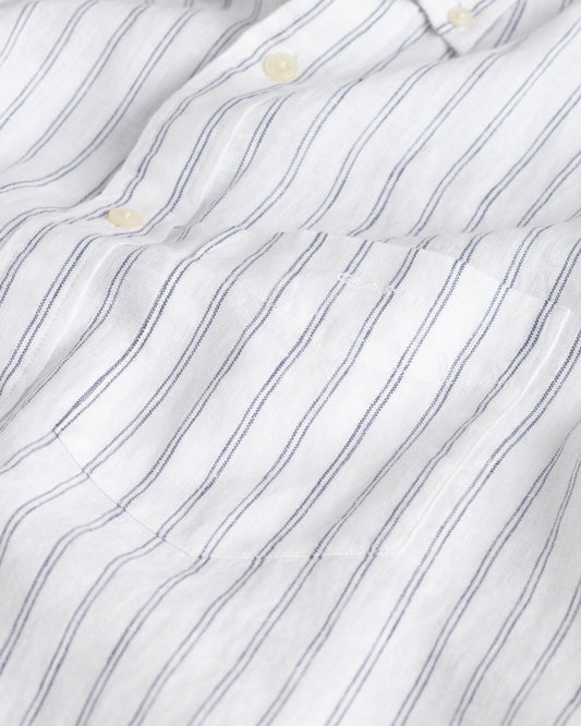 Koszula męska w paski z długim rękawem regular fit biała