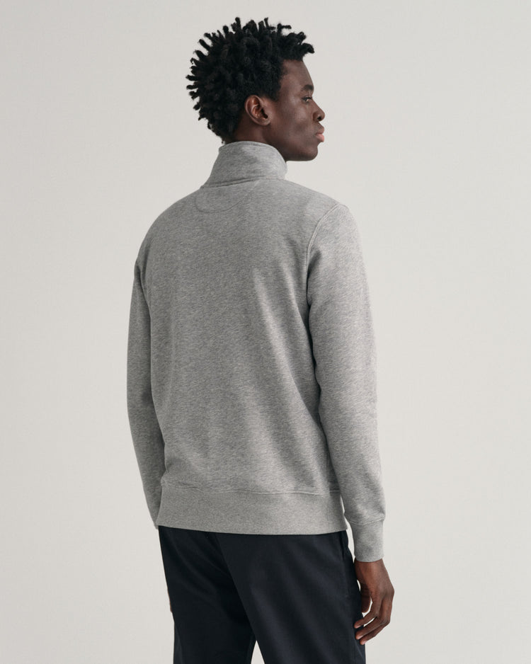 Bluza męska z zamkiem do połowy regular fit szara