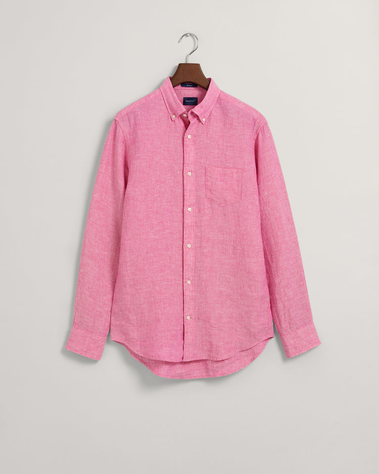 Lniana koszula regular fit różowa