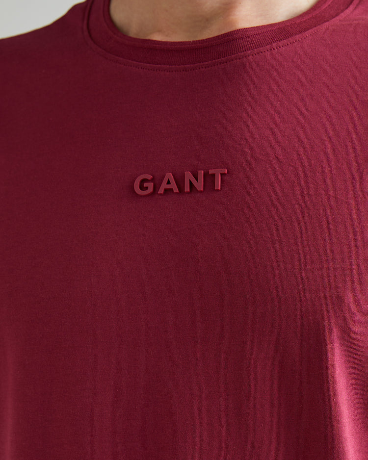 Bawełniany t-shirt męski z okrągłym kołnierzykiem regular fit bordowy