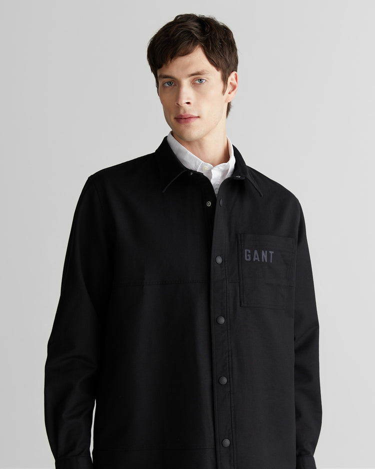 Koszula męska z nadrukiem z długim rękawem oversize fit czarna