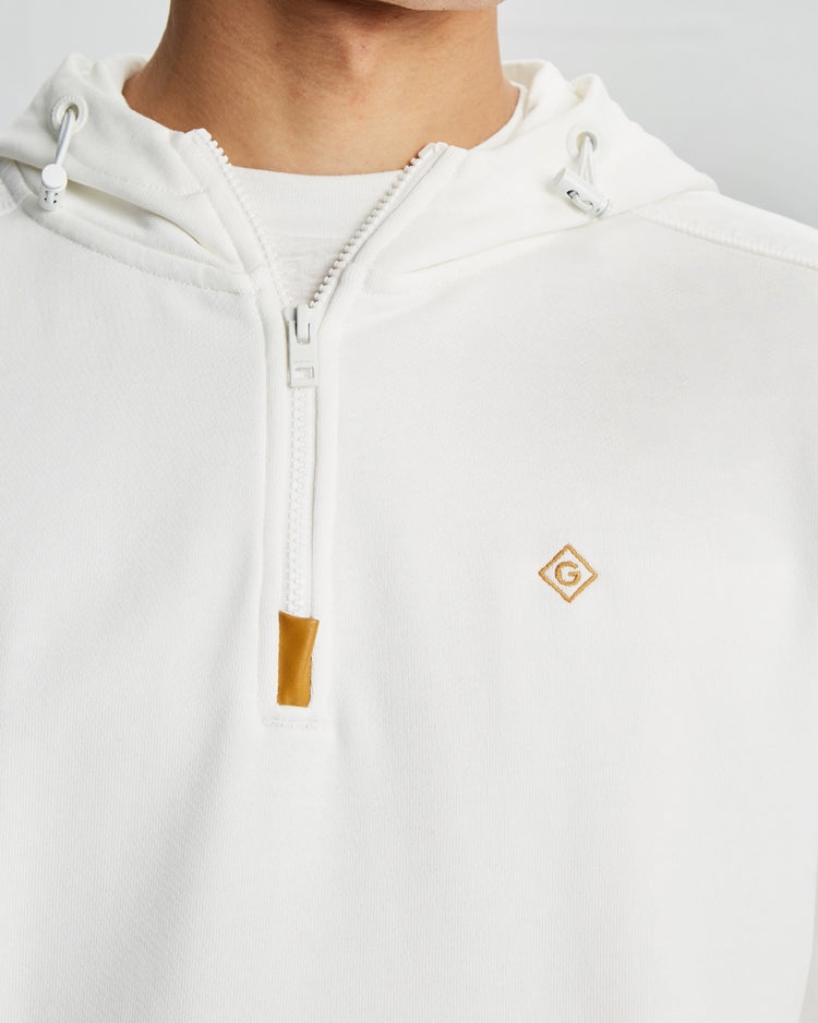 Bawełniana bluza męska z kapturem z nadrukiem regular fit biała