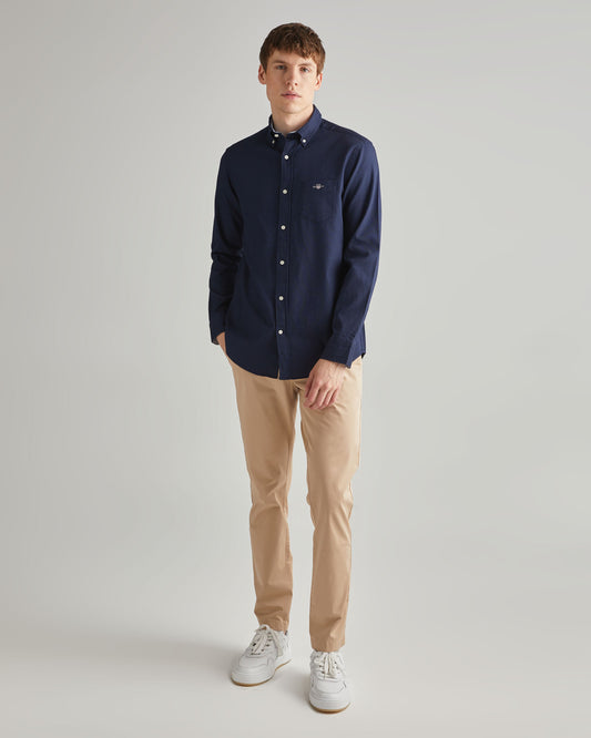 Bawełniana koszula męska z nadrukiem regular fit granatowa