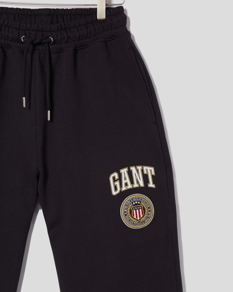 Bawełniane spodnie dresowe damskie z nadrukiem regular fit czarne