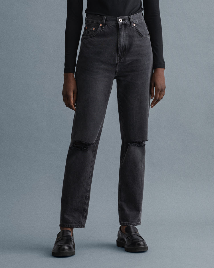 Bawełniane spodnie jeansowe damskie slim fit czarne