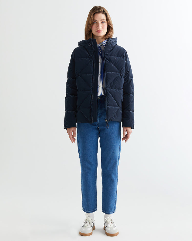 Kurtka damska z kapturem regular fit granatowa