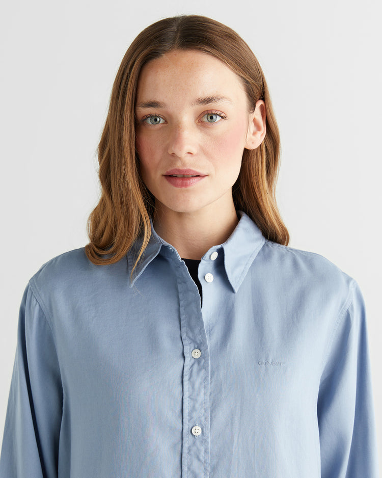 Koszula damska z długim rękawem niebieska