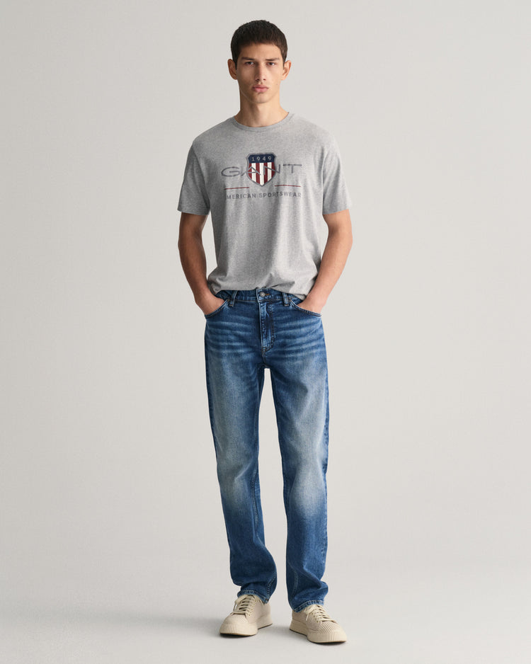 Spodnie jeansowe męskie regular fit niebieskie