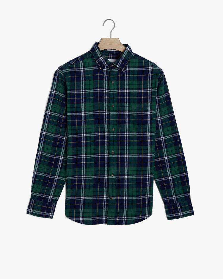 Bawełniana koszula męska w kratkę z długim rękawem regular fit