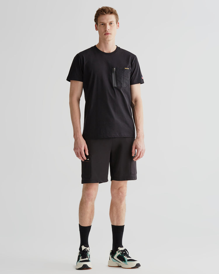 Szorty męskie z nadrukiem regular fit czarne